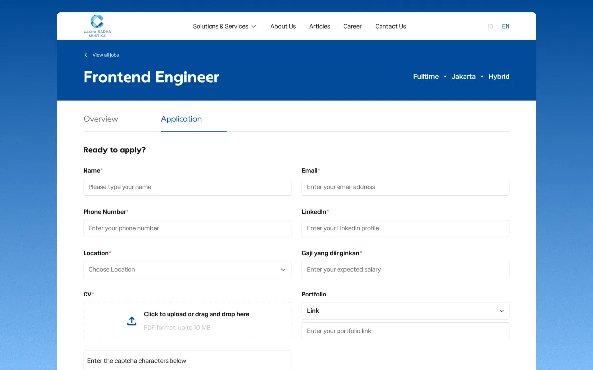 Apply Job page