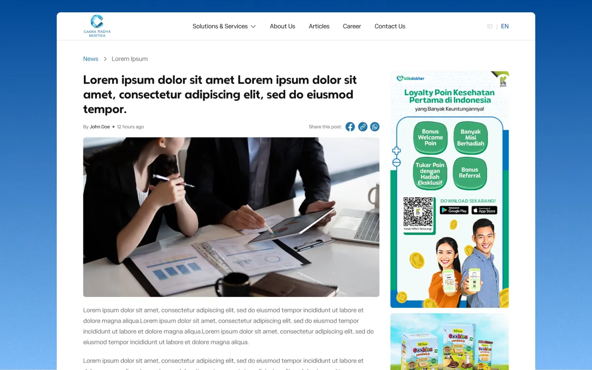 Article Detail page
