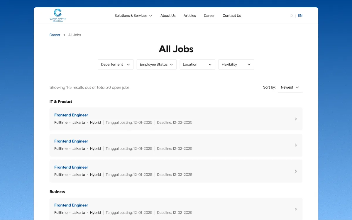 Jobs page