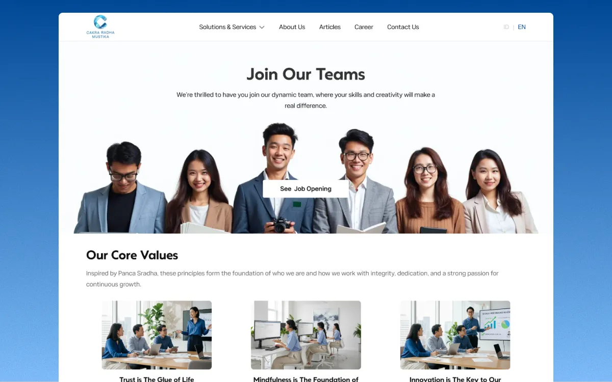 Join Our Teams page