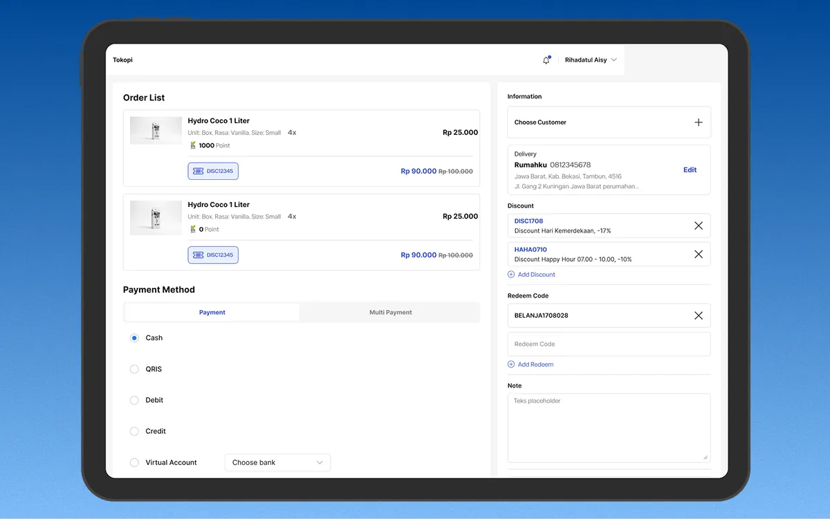 Checkout screen