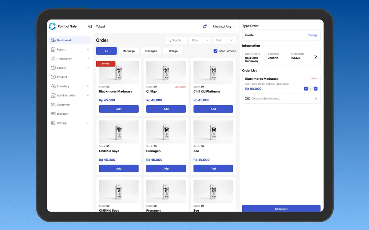 Order System screen