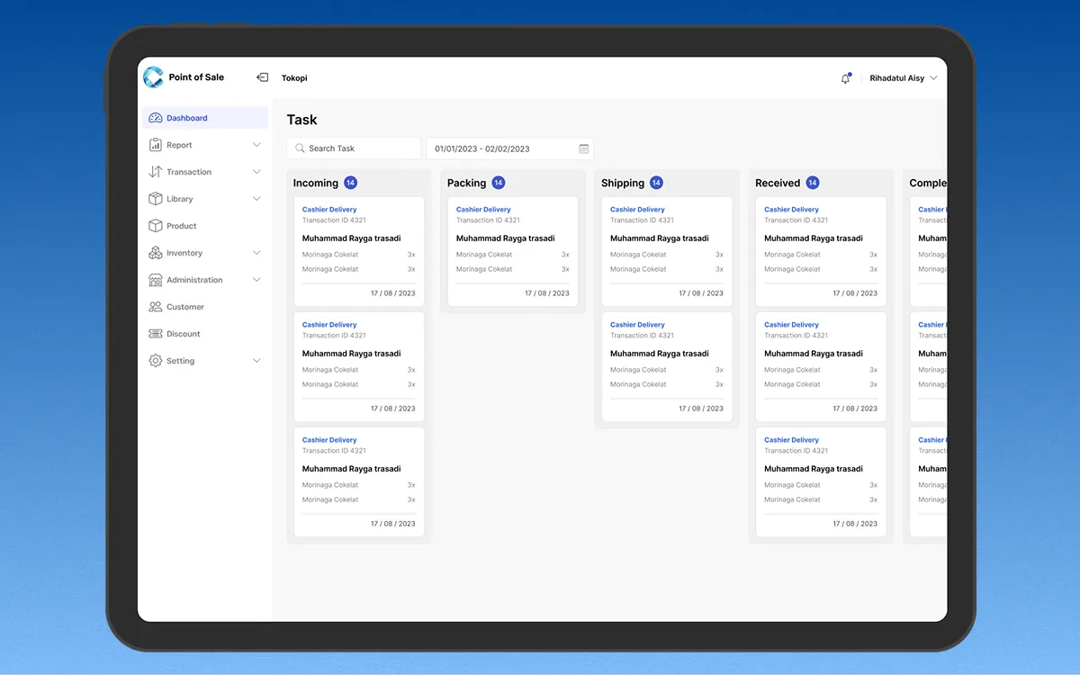 Task screen